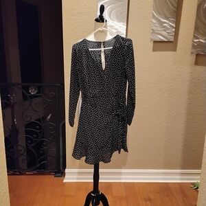Abercrombie & Fitch Black Long Sleeve Polka Dot Dress